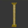 Elegant Classical Marble Architectural Column With Ornate Capital And Textured Base