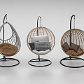 Modern Wicker Hanging Chairs With Metal Stand And Soft Cushions For Indoor Decor