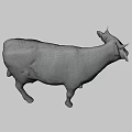 Game Movie Character Brown And White Cow 3D Model Design Look