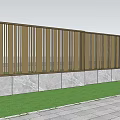 Modern Feature Wall Design With Brown White Stripes And Gray Stone Base 3d model
