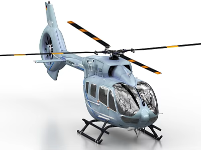 Modern Light Gray Helicopter With Rotors Fuselage Windows And Landing Gear 3d model