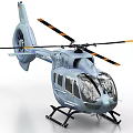 Modern Light Gray Helicopter With Rotors Fuselage Windows And Landing Gear