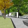 Modern White Pergola With Perforated Design And Green Urban Park Setting