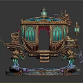 Ornate Fantasy Carriage Featuring Stained Glass Windows Golden Decorations And Illuminated Base
