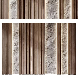 Sofa background rock background wall solid wood wall panel 3d model