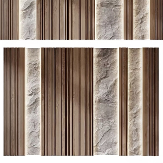 Sofa background rock background wall solid wood wall panel 3d model