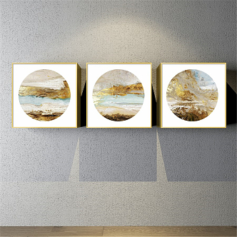 Modern abstract painting gold and silver commercial space abstract color block decorative painting 3d model