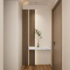 Cream Light Luxury Curved Shape Top Corridor End View Entrance 3d model