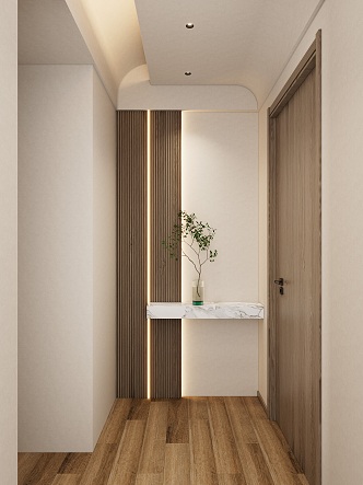 Cream Light Luxury Curved Shape Top Corridor End View Entrance 3d model