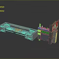 Industrial Machinery Production Line With Conveyor System Internal Colored Components And Control Module
