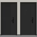 Two Modern Black Security Doors With Electronic Locks And Panel Design