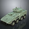 Military Green Armored Vehicle With Six Wheels Turret And Antennas Design