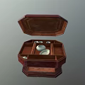 Traditional Tableware Set In Open Wooden Box With Compartmentalized Storage White Ceramic Bowls And Plates
