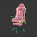 Pink Gaming Chair With White Stripes Ergonomic Design Headrest And Comfortable Armrests