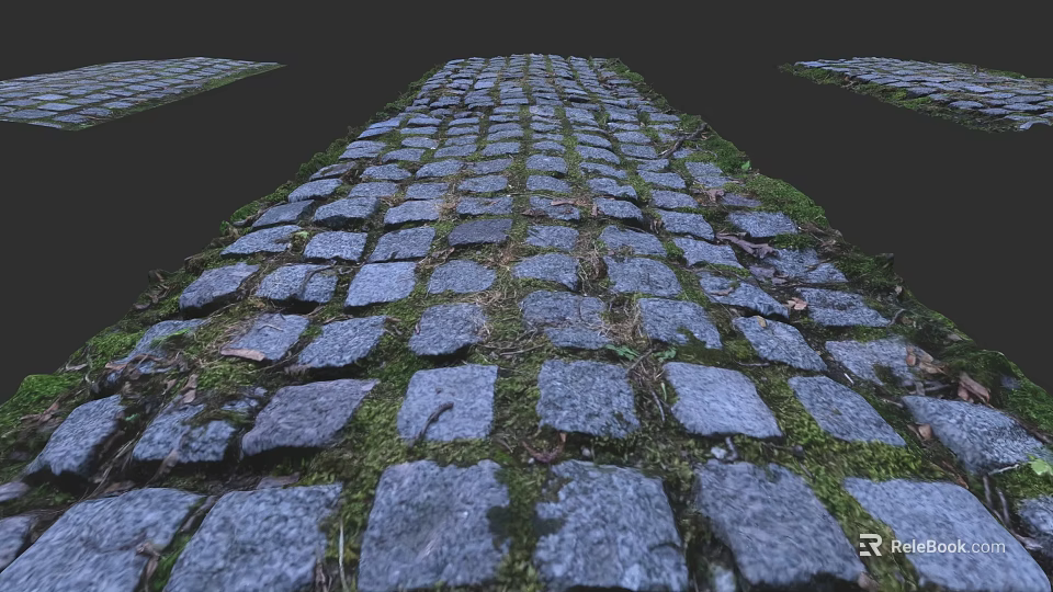 Square Paving Design With Neatly Arranged Stone Slabs And Mossy Gaps 3d model 
