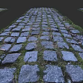 Square Paving Design With Neatly Arranged Stone Slabs And Mossy Gaps