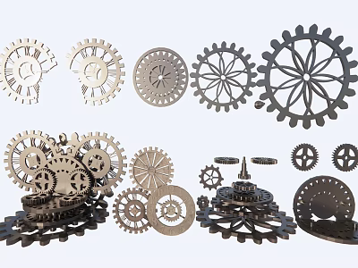 Intricate Metal Clock Gears With Different Sizes Shapes And Ornate Designs 3d model