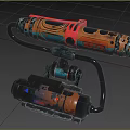 Mechanical Sci Fi Weapon With Colorful Red Blue Orange Accents And Complex Connected Structure 3d model
