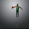 Man in Boston Celtics Green Jersey Number 7 Holding Basketball with Arms Extended