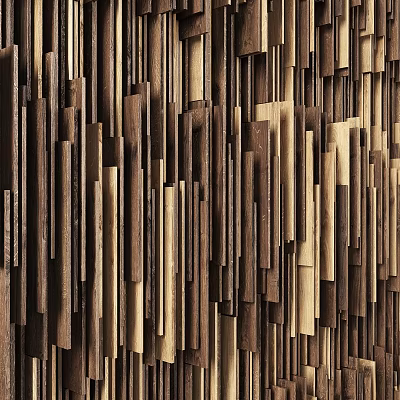 Modern Wooden Wall Decor With Various Length Strips And Natural Wood Grain Design 3d model