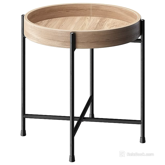 Modern Minimalist Coffee Table with Wooden Top and Sturdy Metal Frame for Living Room Decor 3d model 