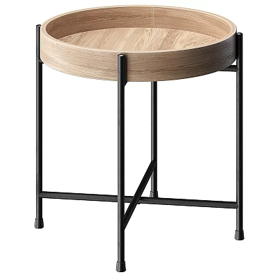 Modern Minimalist Coffee Table with Wooden Top and Sturdy Metal Frame for Living Room Decor 3d model