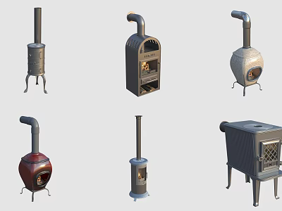 European retro fireplace equipment 3d model