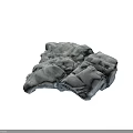 Natural Gray Rock Formation With Cracked Surface And Irregular Rough Texture 3d model