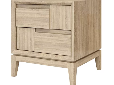 Modern Light Wood Nightstand With Multiple Drawers And Tapered Legs Design 3d model