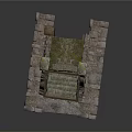 Ancient Stone Stove Structure With Square Opening And Chimney Feature 3d model