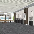 Traditional Art Exhibition Hall With Modern Interior Paintings Sculptures And Furniture