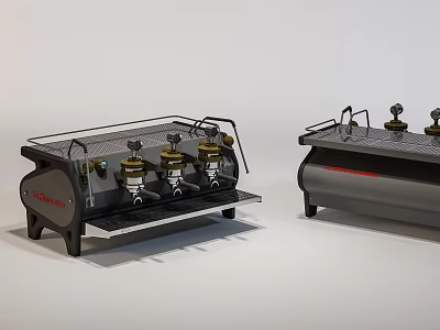 Commercial Coffee Machine With Multiple Brewing Spouts And Stainless Steel Design 3d model