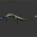 Fantasy Dragon Game Movie Character with Green Body Blue Red Mane Orange Tail 3D Design
