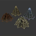 Four Unique Textured Metal Conical Sculptures For Artistic Decor Display Pieces