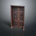 Carved Wooden Door With Intricate Floral Patterns And Decorative Design Details