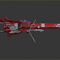 Detailed Red Model Spaceship With Multiple Wings Thrusters And Sci-Fi Design 3d model