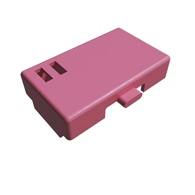 Pink Plastic Box With Two Square Holes And Protruding Clip Design 3d model