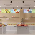Bright Mall Store Interior With Fresh Fruits And Food Items On Display Shelves
