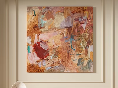 Abstract Painting With Warm Earthy Tones And Textured Brushstrokes For Wall Decor 3d model