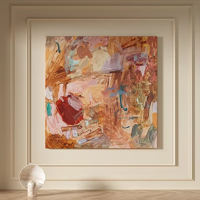 Abstract Painting With Warm Earthy Tones And Textured Brushstrokes For Wall Decor 3d model