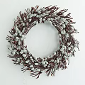 Decorative Circular Wall Decor With Brown Twigs And White Fuzzy Buds