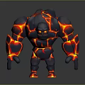 Game Movie Character Lava Giant With Stone Body Red Lava Patterns And Glowing Eyes