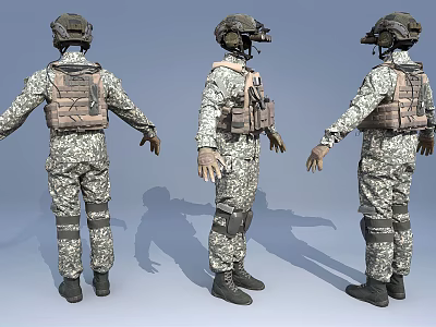 Military Camouflage Soldier Clothing With Tactical Vest Helmet And Gear Details 3d model