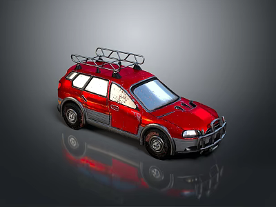 Red Off Road SUV With Roof Rack And Sporty Exterior Design 3d model