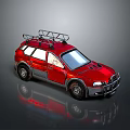 Red Off Road SUV With Roof Rack And Sporty Exterior Design