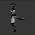 Futuristic Mechanical Game and Movie Character With Metallic Armor and Detailed Humanoid Design