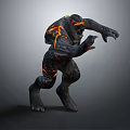 Lava Monster Mythical Creature Character With Black Body And Orange Lava Veins