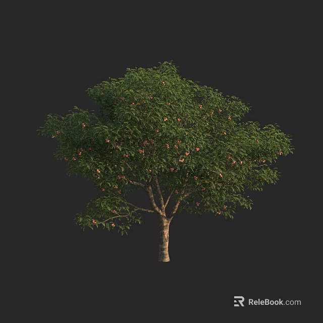 Lush Arbor With Dense Green Leaves And Pink Flowers On Brown Trunk 3d model 