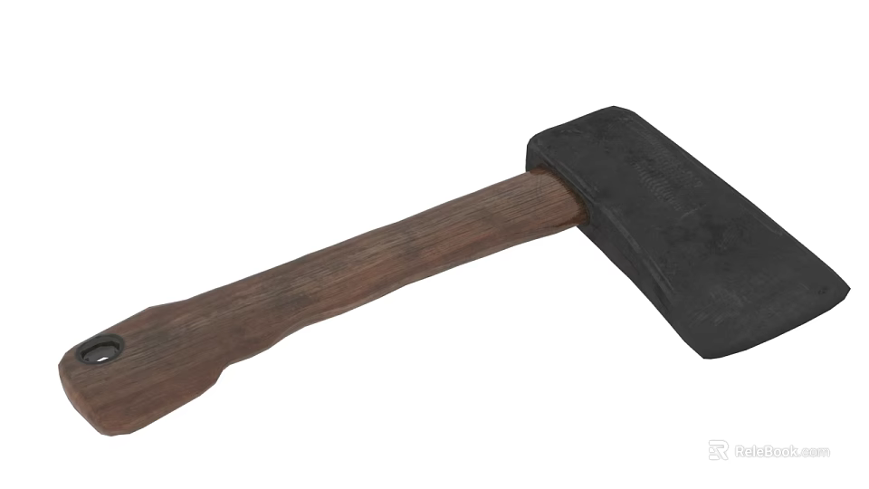 Sturdy Traditional Weapon Axe With Wooden Handle And Black Metal Head Design 3d model 