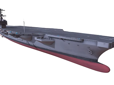 Aircraft Carrier Model with Long Flight Deck and Naval Superstructure Design 3d model